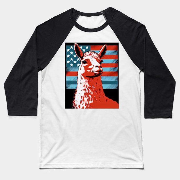 Abstract pop art style portrait of patriot llama Baseball T-Shirt by loucaski